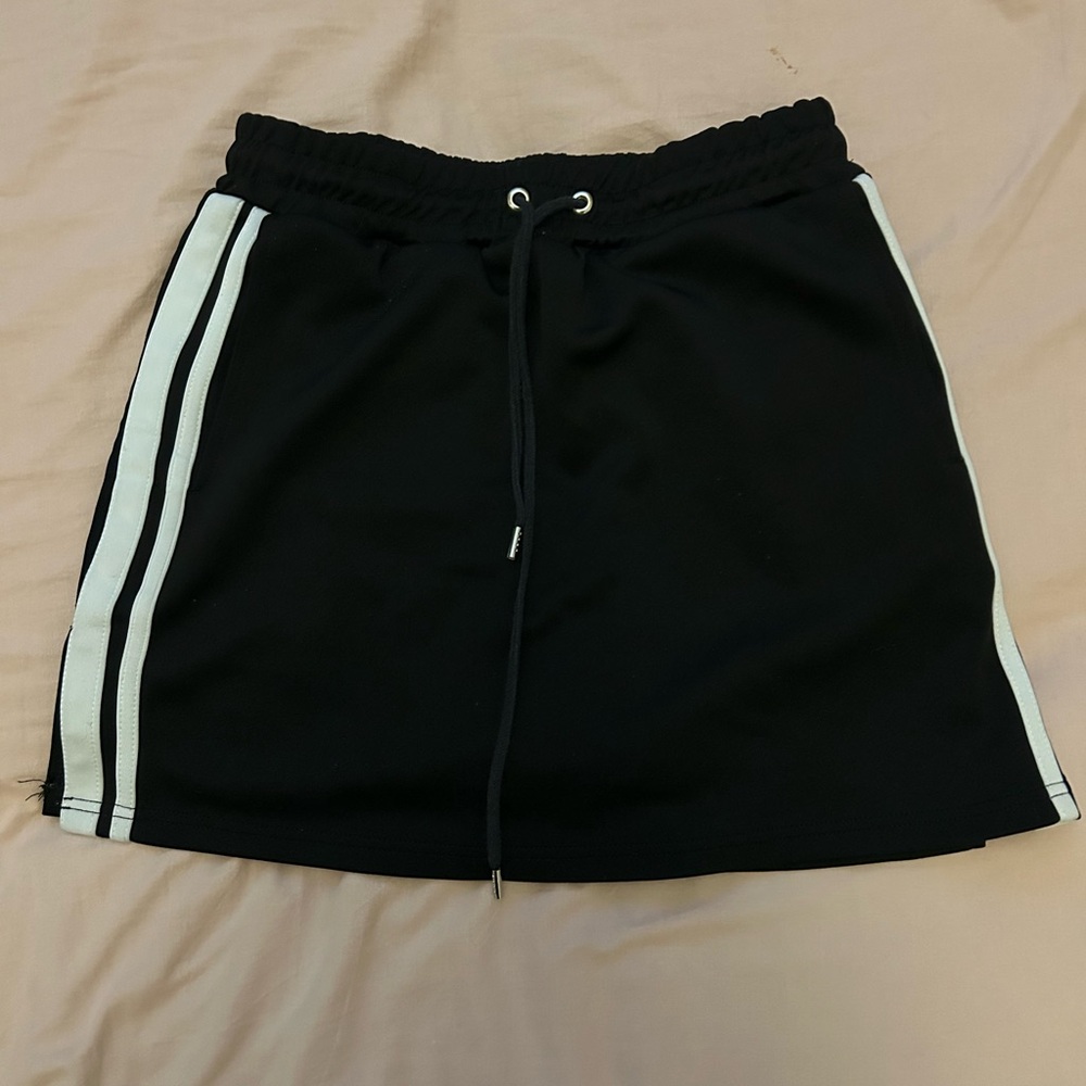 Classic Black Skirt with White Stripes